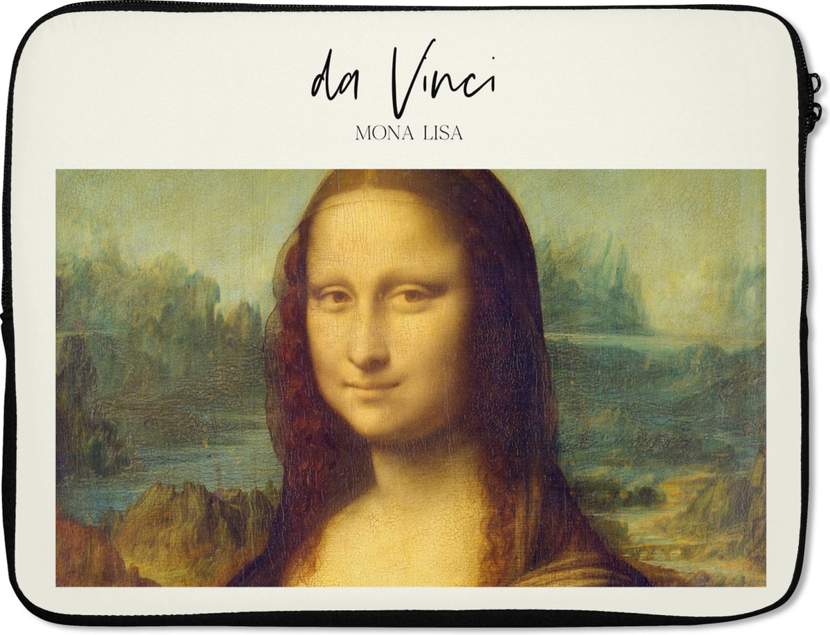 Laptophoes 17 inch - Kunst - Mona Lisa - Da Vinci - Laptop sleeve - Binnenmaat 41x28 cm - Zwarte achterkant