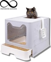 Infinite Goods - Hygiënische Gesloten Kattenbak XXL - Kattenbakken - Kattenmand - Uitschuifbare Lade & Filter - Incl. Kattenbak Schep - Kat & Kitten - Blauw
