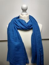 Lange dames sjaal Annelie effen middenblauw