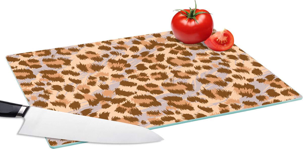 Glazen Snijplank - 39x28 - Dierenprint - Panter - Bruin - Patronen - Snijplanken Glas