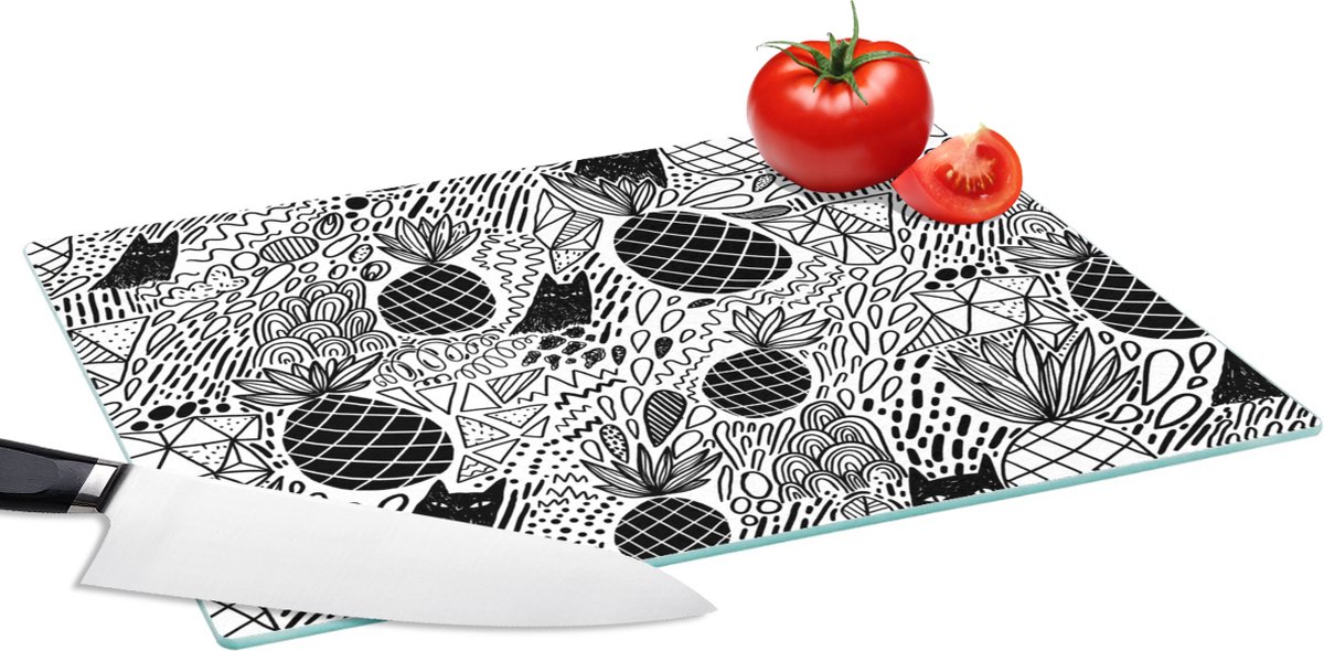 Glazen Snijplank - 39x28 - Patronen - Jungle - Fruit - Snijplanken Glas
