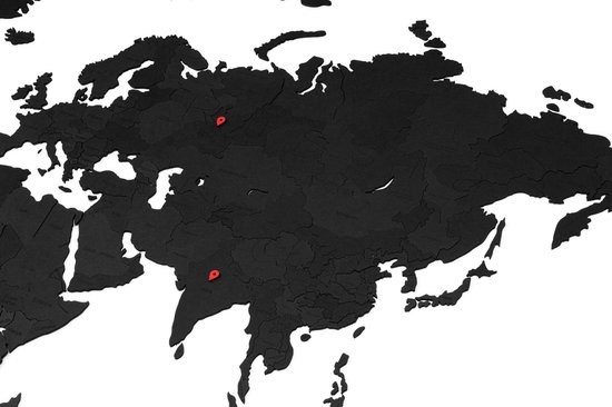 MiMi Innovations Carte du Wereldkaart en Bois de Luxe - Décoration Décoration murale - Véritable Puzzle avec Noms de Pays - 150x90 cm/59.1x35.4 pouces - Zwart