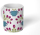 Mok - Koffiemok - Patronen - Theekop - Wit - Mokken - 350 ML - Beker - Koffiemokken - Theemok