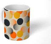 Mok - Koffiemok - Polkadot - Design - Retro - Oranje - Mokken - 350 ML - Beker - Koffiemokken - Theemok