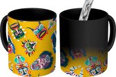 Magische Mok - Foto op Warmte Mokken - Koffiemok - Design - Masker - Geel - Magic Mok - Beker - 350 ML - Theemok