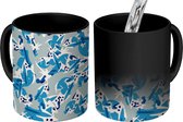 Magische Mok - Foto op Warmte Mokken - Koffiemok - Patroon - Camouflage - Blauw - Magic Mok - Beker - 350 ML - Theemok