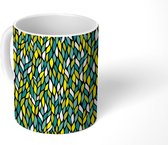 Mok - Koffiemok - Wilg - Bladeren - Patronen - Groen - Blauw - Mokken - 350 ML - Beker - Koffiemokken - Theemok