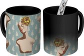 Magische Mok - Foto op Warmte Mokken - Koffiemok - Patroon - Parijs - Bloem - Magic Mok - Beker - 350 ML - Theemok