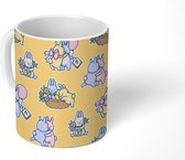 Mok - Koffiemok - Cartoon - Konijn - Pastel - Kinderen - Mokken - 350 ML - Beker - Koffiemokken - Theemok