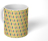 Mok - Koffiemok - Geometrie - Roze - Blauw - Patronen - Mokken - 350 ML - Beker - Koffiemokken - Theemok