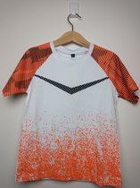 Jongens t-shirt Sem oranje zwart wit 98/104