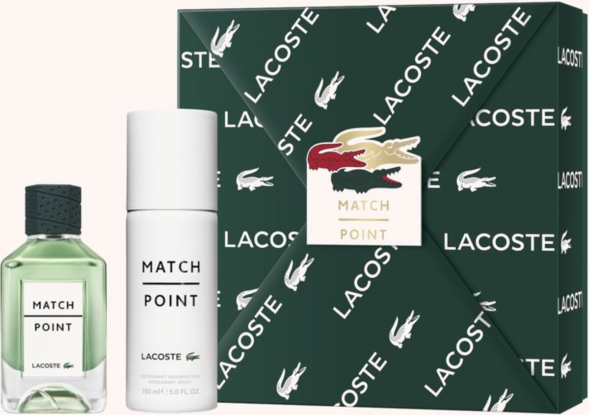 Lacoste Match Point Giftset - 100 ml eau de toilette spray + 150 ml deospray - cadeauset voor heren