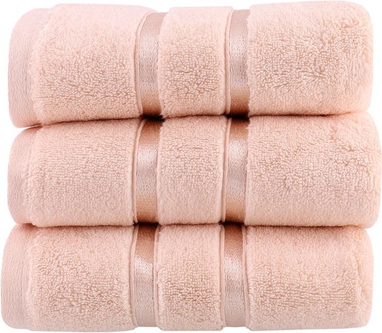 Dolce Deluxe Handdoek set van 5 stuks zalm roze 50x90cm 560gr