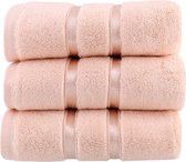 Dolce Deluxe Handdoek set van 3 stuks zalm roze 50x90cm 560gr