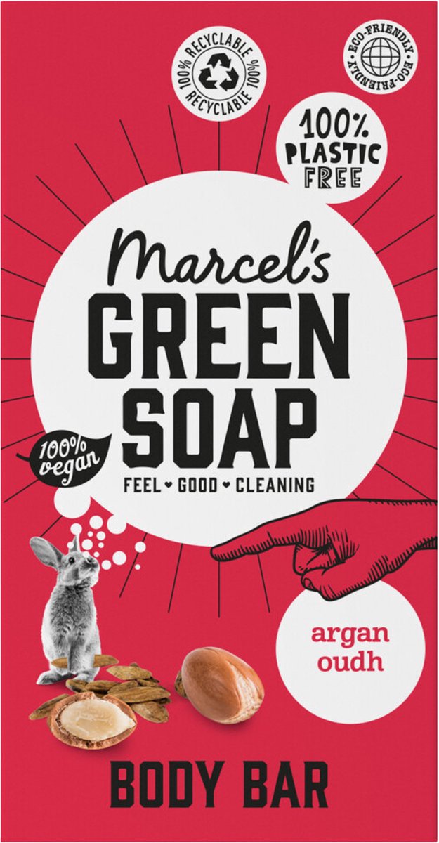6x Marcel's Green Soap Showerbar Argan & Oudh 150 gr