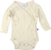 Lille Barn - Wikkelromper / Overslagromper - lange mouw met lintje - merino wol - 50, Naturel