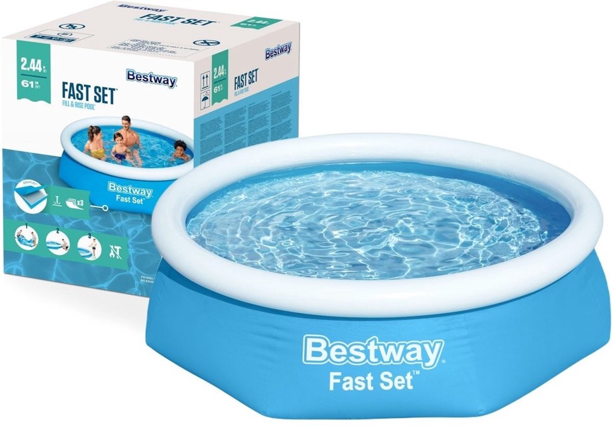 Bestway Fast Set - zwembad - rond - 244 x 61 cm - blauw