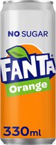 Frisdrank Fanta Orange Zero blikje 0.33l - 24 stuks