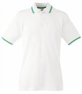 Wit Polo shirt met groen streepje langs kraag Fruit of the Loom XL