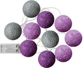 Cottonsballs decoratie lichtslinger met 10 Leds, werkt op 2 AA batterijen, (niet bijgeleverd) Lengte 175 cm, set van 2 stuks !!