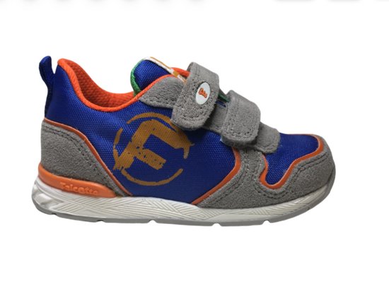 Falcotto Mt 18 velcro's orange logo lederen sportieve sneakers Haker grijs blauw