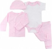 babykleding set meisjes katoen roze 4-delig mt 50/56