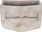 Clayre & Eef Bloempot Mond 21x13x14 cm Grijs Steen Bloempot binnen