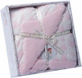 babydeken sterren 80 x 110 cm fleece roze/wit
