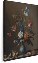 Artaza Toile Peinture Fleurs dans un Vase Wan-Li et Coquillages - Balthasar van der Ast - 30x40 - Klein - Art - Impression sur Toile