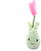 Knuffel, Pluche knuffel zacht roze tulp bloem ,speelgoed, toys, tulpen, tulp knuffel, tulip, tulpenvaas decoratie en souvenir van Nederland.