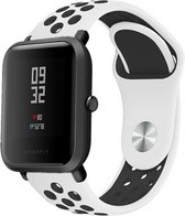 Siliconen Smartwatch bandje - Geschikt voor  Xiaomi Amazfit Bip sport band - wit/zwart - Strap-it Horlogeband / Polsband / Armband