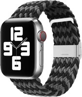 SmartphoneClip® Nylon Bandje gevlochten Zwart-Grijs geschikt voor voor Apple Watch 42mm, 44mm, 45mm, en 49 mm (alle generaties)
