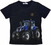 S&c Tractor / Trekker Shirt - Korte Mouw - New Holland - H214 -  Zwart - Maat 134/140