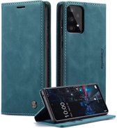 Caseme - Samsung Galaxy A33 - Retro Wallet Hoesje - 2 Opbergvakjes - Blauw