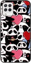 ADEL Siliconen Back Cover Softcase Hoesje Geschikt voor Samsung Galaxy M22/ A22 (4G) - Panda Hartjes