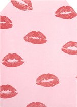 Papieren - 50 stuks - Cadeauzakje - Gift Bag - Roze - Rode - Lippen/Kus - 13cm x 10cm