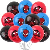 Spiderman Ballonnen - 12 Stuks - Marvel Avengers - Ballonnen Verjaardag - Helium Ballonnen - Peter Parker - Spider-Man - Superheld - Hero - Blauw - Rood - Zwart