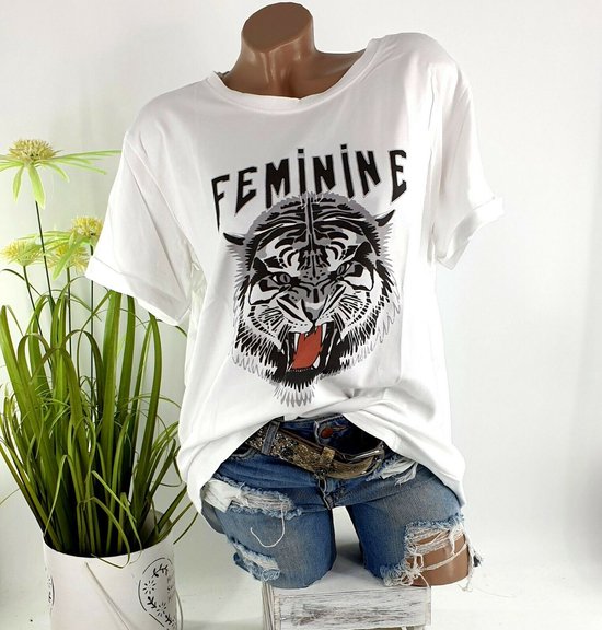 Wit shirt met tijger hotsell
