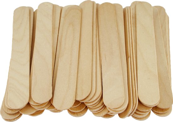 50x stuks naturel kleur hobby knutselen houtjes/ijslollie stokjes 150 x 18 mm - Knutselstokjes/sticks