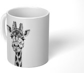 Mok - Zwart-wit  twee giraffes - 350 ML - Beker - Uitdeelcadeautjes