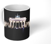 Mok - Brandenburger Tor tijdens de nacht in Duitsland - 350 ML - Beker - Uitdeelcadeautjes