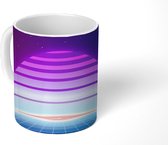Mok - een blauw met roze zon - 350 ML - Beker - Uitdeelcadeautjes