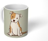 Mok - een wit met bruine puppy - 350 ML - Beker - Uitdeelcadeautjes