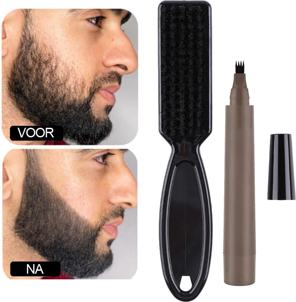 Professionele Baard Pen LICHTBRUIN (+ GRATIS BORSTEL) Baardstift bruin - Baardvuller - Baardpen lichtbruin - Baardgroei - Beard pen