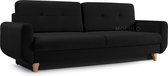 InspireMe- 3-zitsbank van Velvet voor woonkamer, slaapbank, sofa met slaapfunctie en opbergruimte, moderne bank, 3-zits - 232x91x89 cm, 200x142cm - SAPHIR (Zwart)