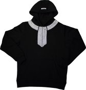 Doha Silk White - Zwarte hoodie - Witte patroon - Unisex