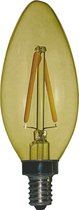 Led Lamp E14 - Kaars - 2W (vervangt 20 a 25w) - Goud - Vintage - Dimbaar - Retro look - Amber kleurig - Goud kleurig - Extra warm wit licht - 1 Stuk