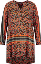 SAMOON Dames Tuniek van EcoVero-viscose Glowing Orange gemustert-50