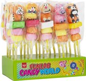 Funlab jungle dieren spek lolly 55 gram - 20 stuks - Display - marshmallow - Lolly - Lollipops - kindertraktatie - trakteren - jongens & meisjes - ZONDER AZO KLEUREN