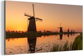 Wanddecoratie Metaal - Aluminium Schilderij Industrieel - Molen - Horizon - Holland - 160x80 cm - Dibond - Foto op aluminium - Industriële muurdecoratie - Voor de woonkamer/slaapkamer